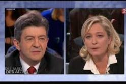 Jean Luc Mélenchon e Marine Le Pen durante uno dei tanti dibattiti televisivi.